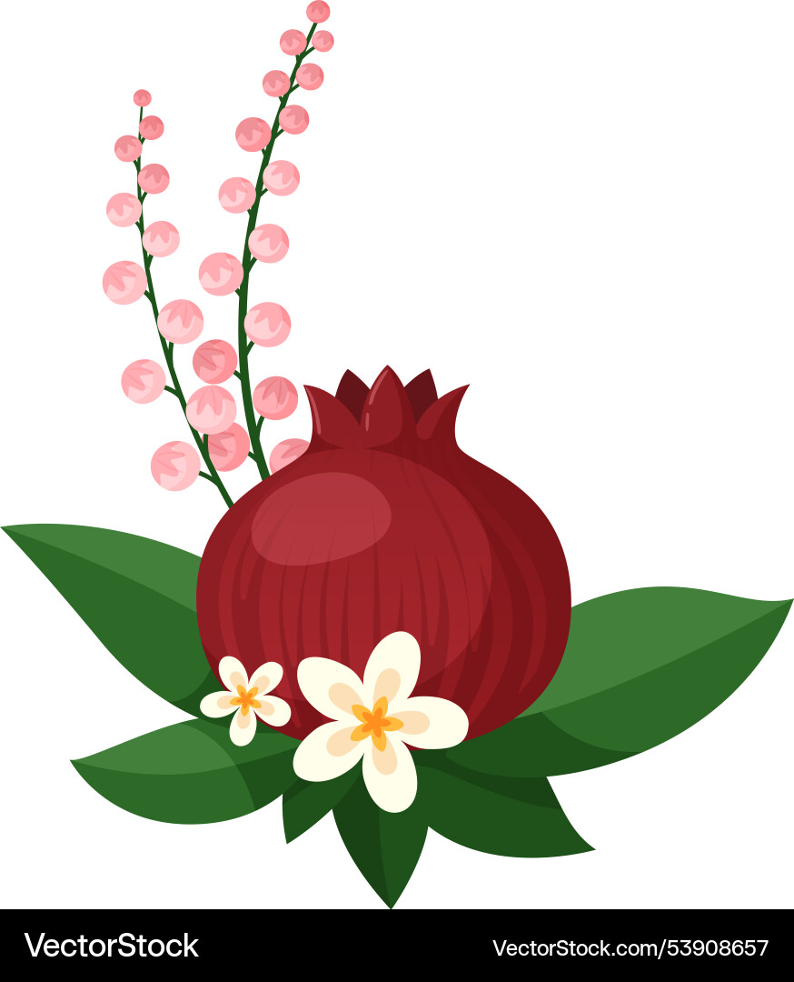 Eine rote Blume mit weißen Blüten und Blättern auf der Oberseite Eine rote Blume mit weißen Blüten und Blättern auf der Oberseite vektorbild