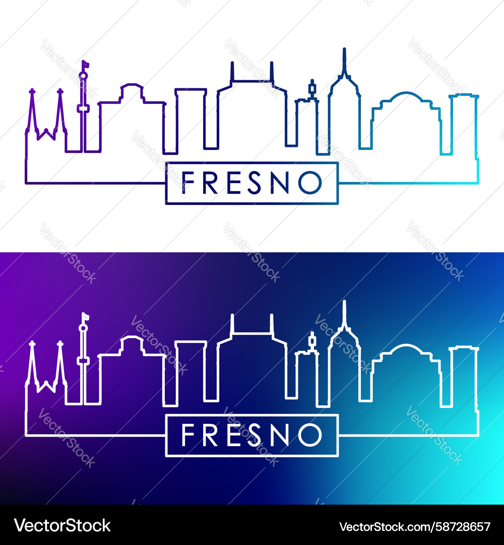 Fresno skyline colorful linear style single Fresno skyline colorful linear style single Vector Image
