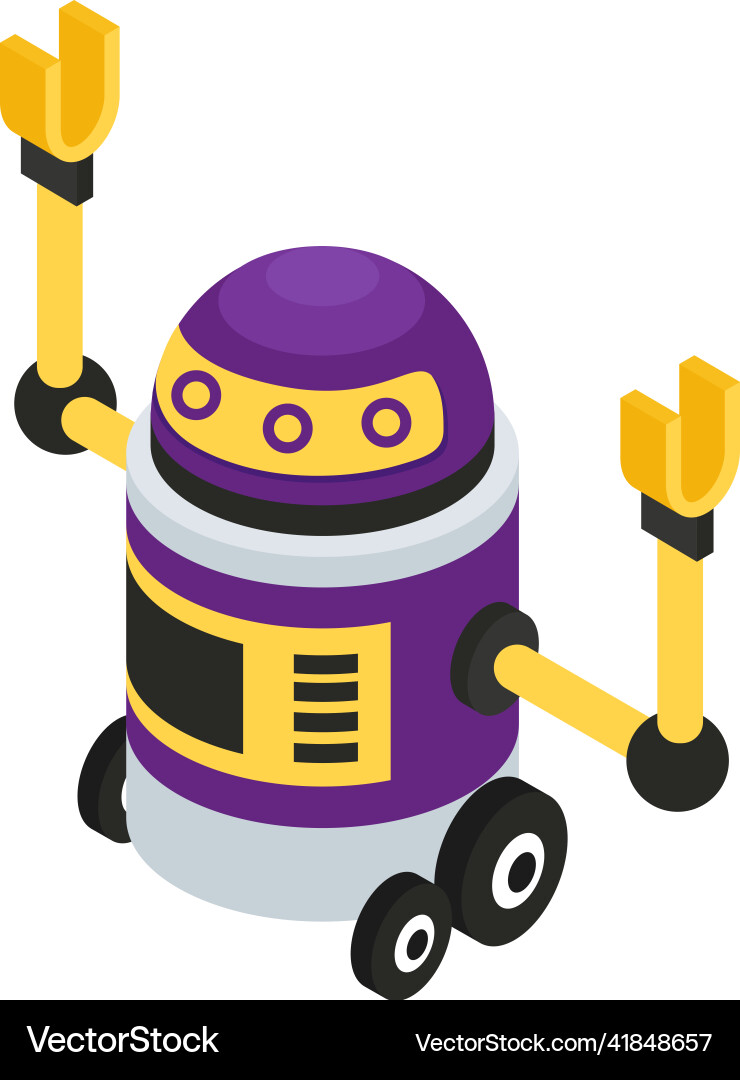 Robot helper isometric composition Robot helper isometric composition vector image