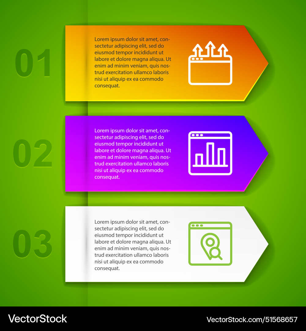 Set line browser window graph chart infographic Set line browser window graph chart infographic vector image