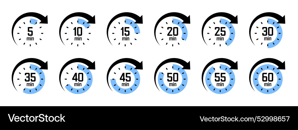 Stopwatch icons with pointer arrow colorful Stopwatch icons with pointer arrow colorful vector image