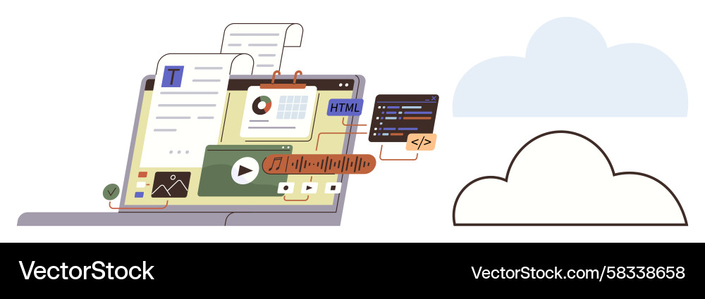 Cloud Coding & Digital Content Vector Image