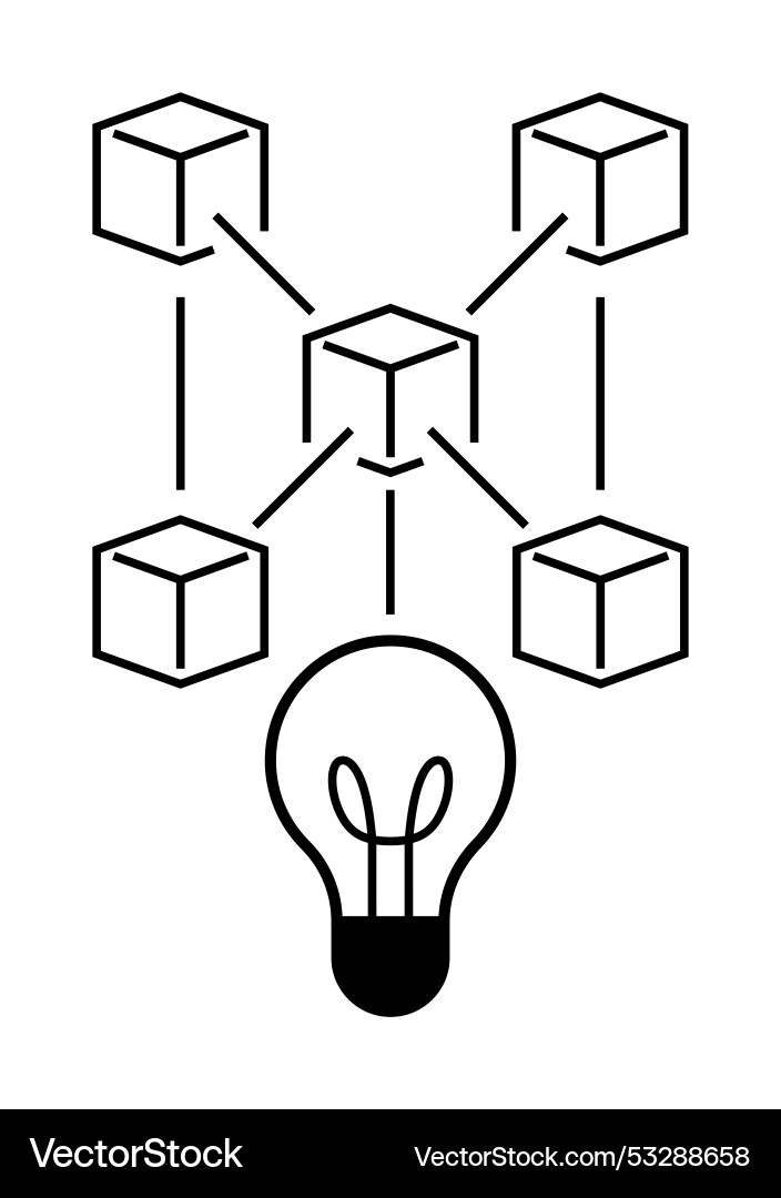 Lightbulb with connected cubes symbolizing Lightbulb with connected cubes symbolizing vector image