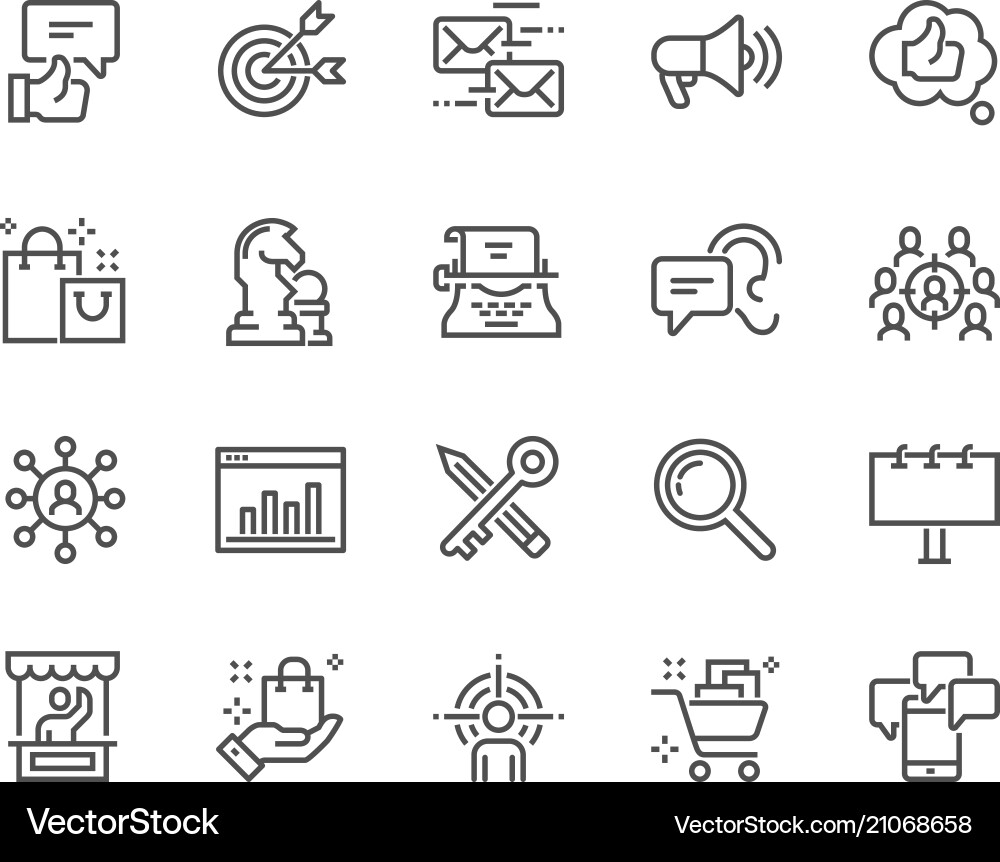 Line marketing icons vector image