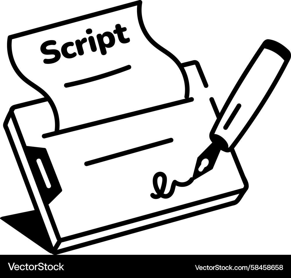 Sketchy Script Writing Icon Vector Image