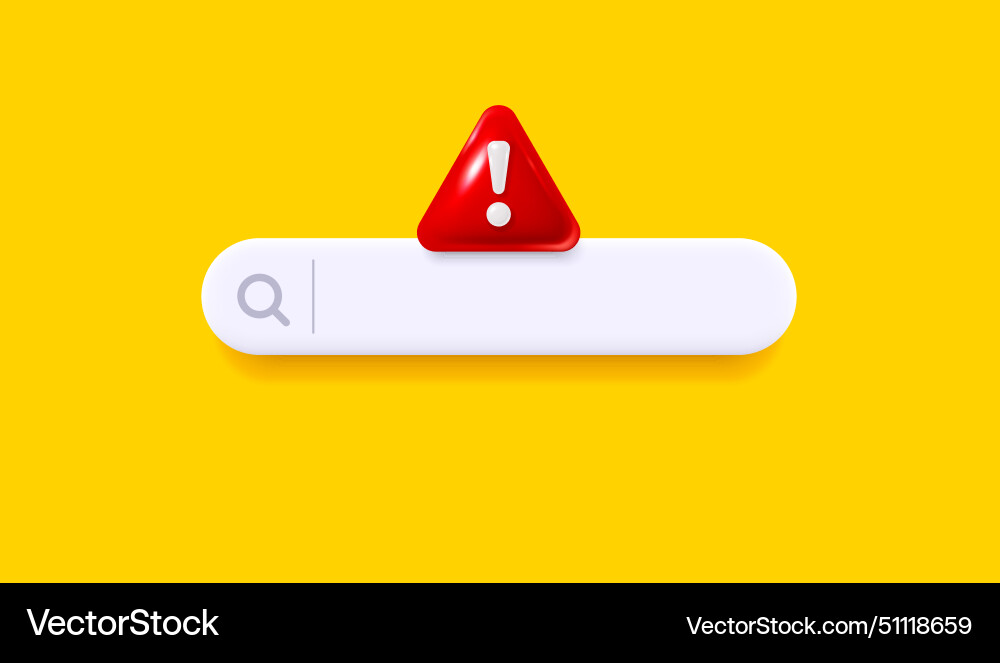 3d search bar template for website with danger Vector Image