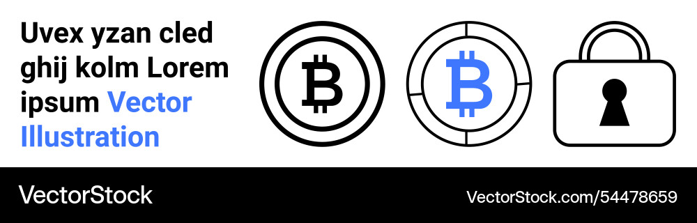Bitcoin symbol in circles and security padlock Bitcoin symbol in circles and security padlock vector image