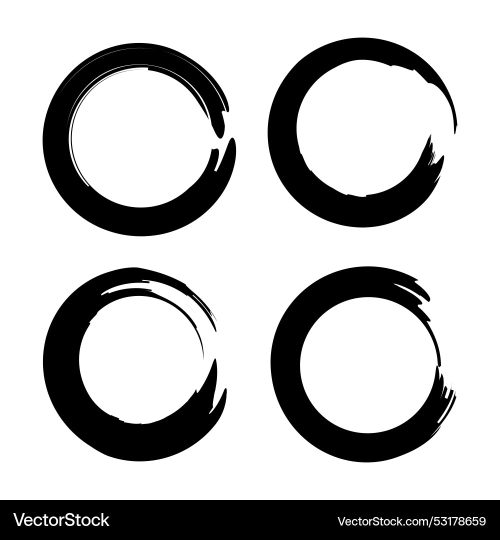 Brush circles in line art style round frame set Vector Image