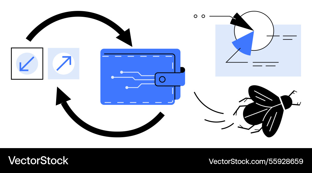 Digital wallet with growth arrows data graphics Digital wallet with growth arrows data graphics vector image