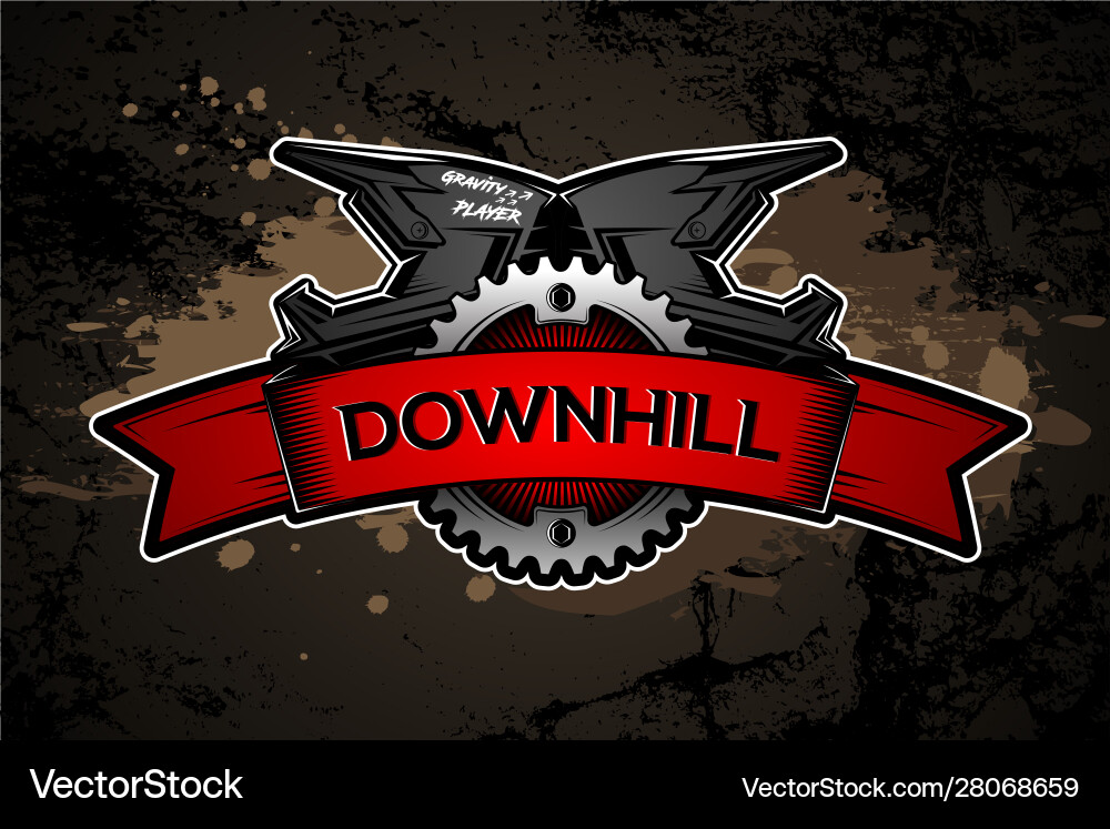 Downhill Motocross Helmet Label Vector Image