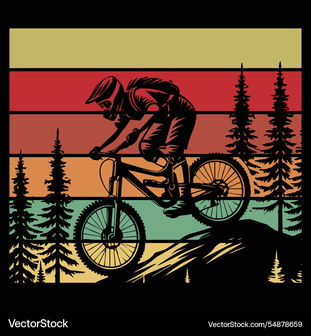 Mountain biker retro design Vector Image