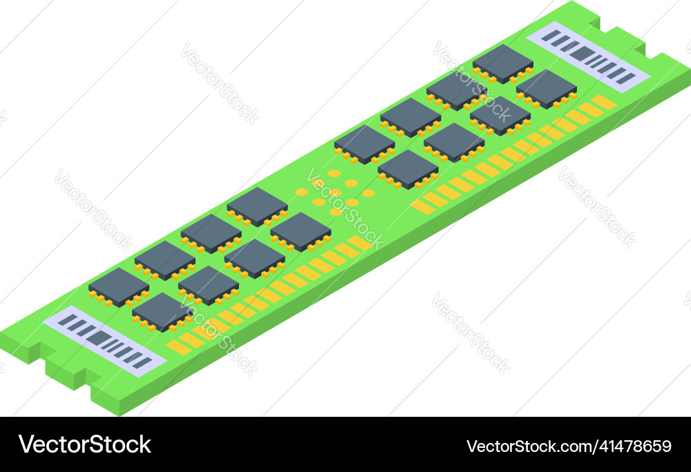Ram memory icon isometric computer chip vector image