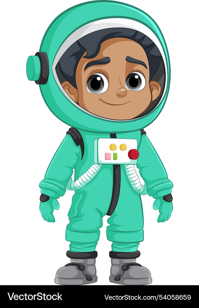 Smiling astronaut in a green spacesuit Smiling astronaut in a green spacesuit vector image