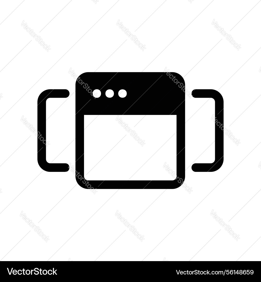 Solid black browser window icon enclosed within vector image