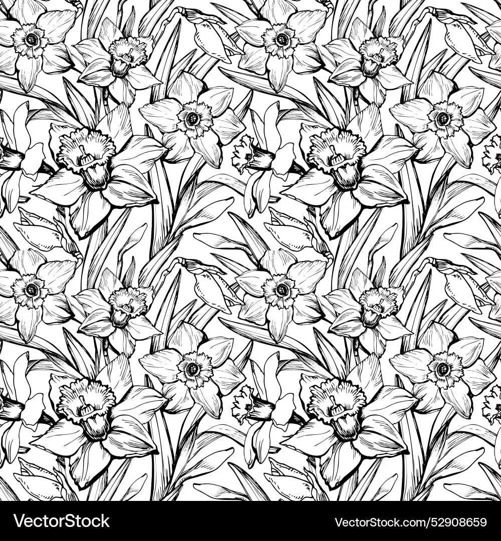 Spring monochrome botanical seamless pattern Vector Image