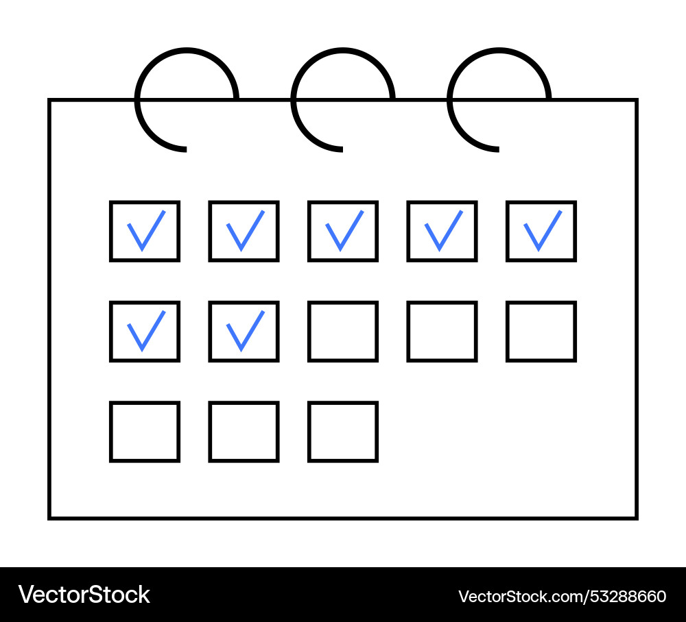Calendar with dates marked by checkmarks Calendar with dates marked by checkmarks vector image
