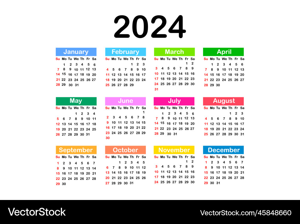 Design template with calendar 2024 calender Design template with calendar 2024 calender vector image