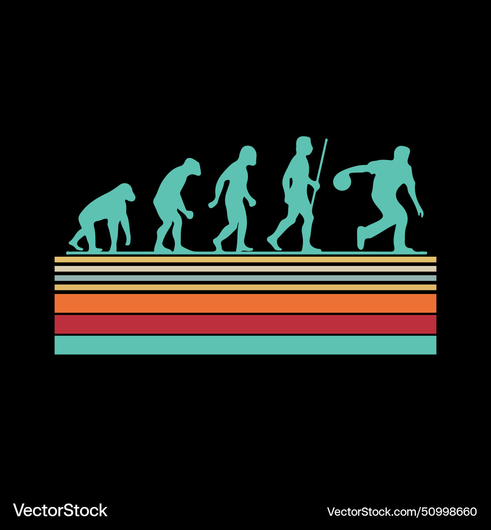Funny bowling evolution of man vintage retro Vector Image