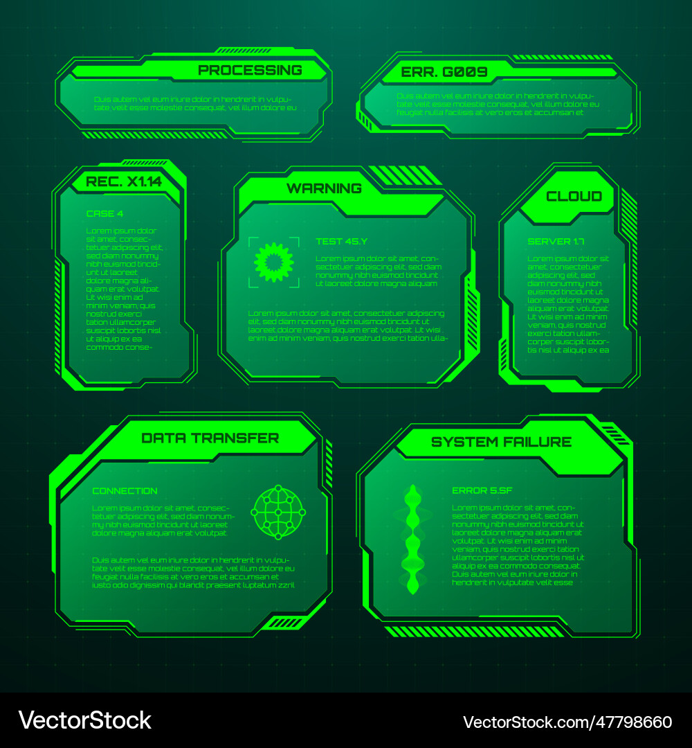 Green futuristic hud ui elements sci-fi user Green futuristic hud ui elements sci-fi user Vector Image