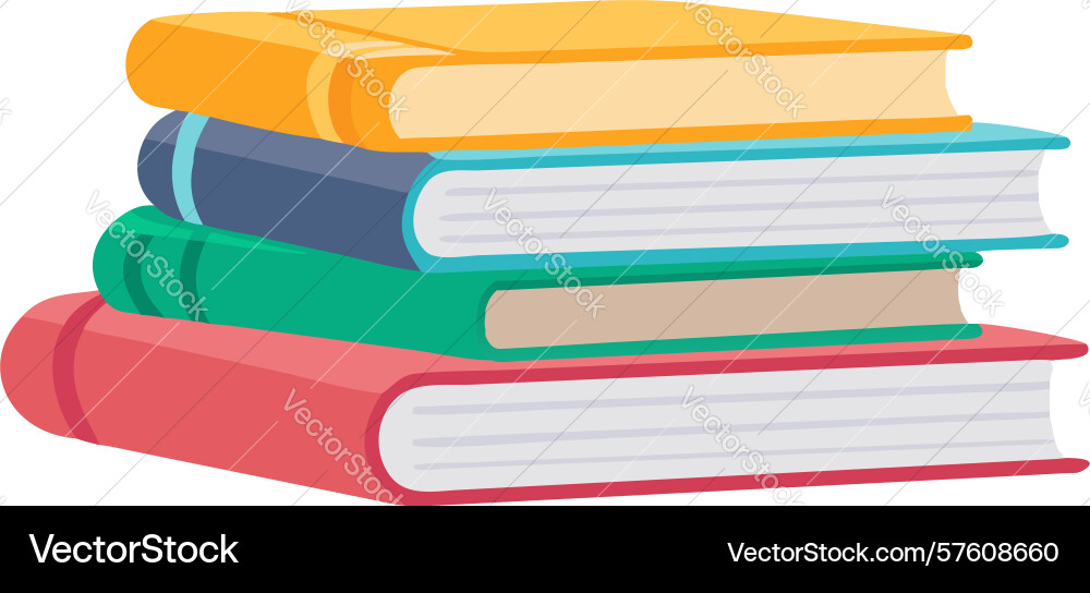 Horizontal stack of colorful books learning vector image