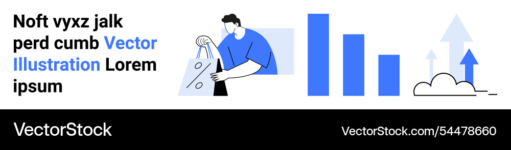 Man hanging a picture frame with bar graph Man hanging a picture frame with bar graph Vector Image