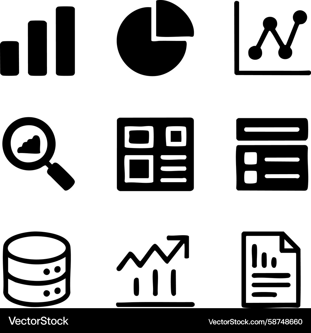 Minimalist Data Analytics Icons Vector Image
