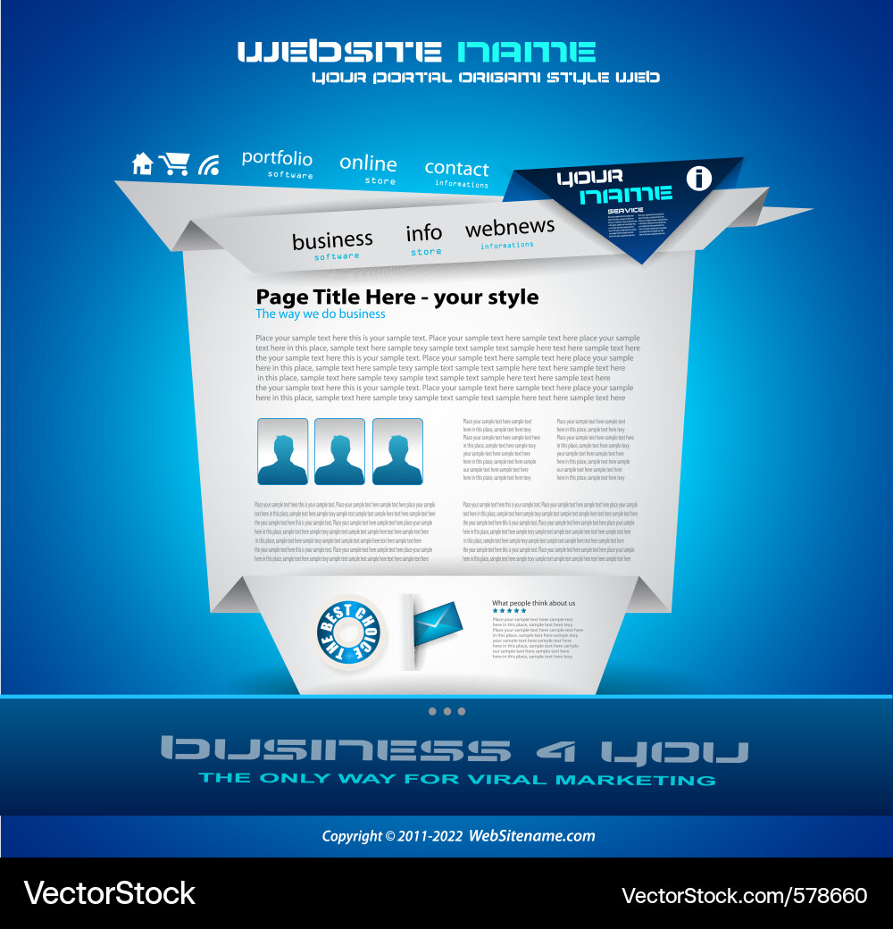 Origami Website Template Vector Image