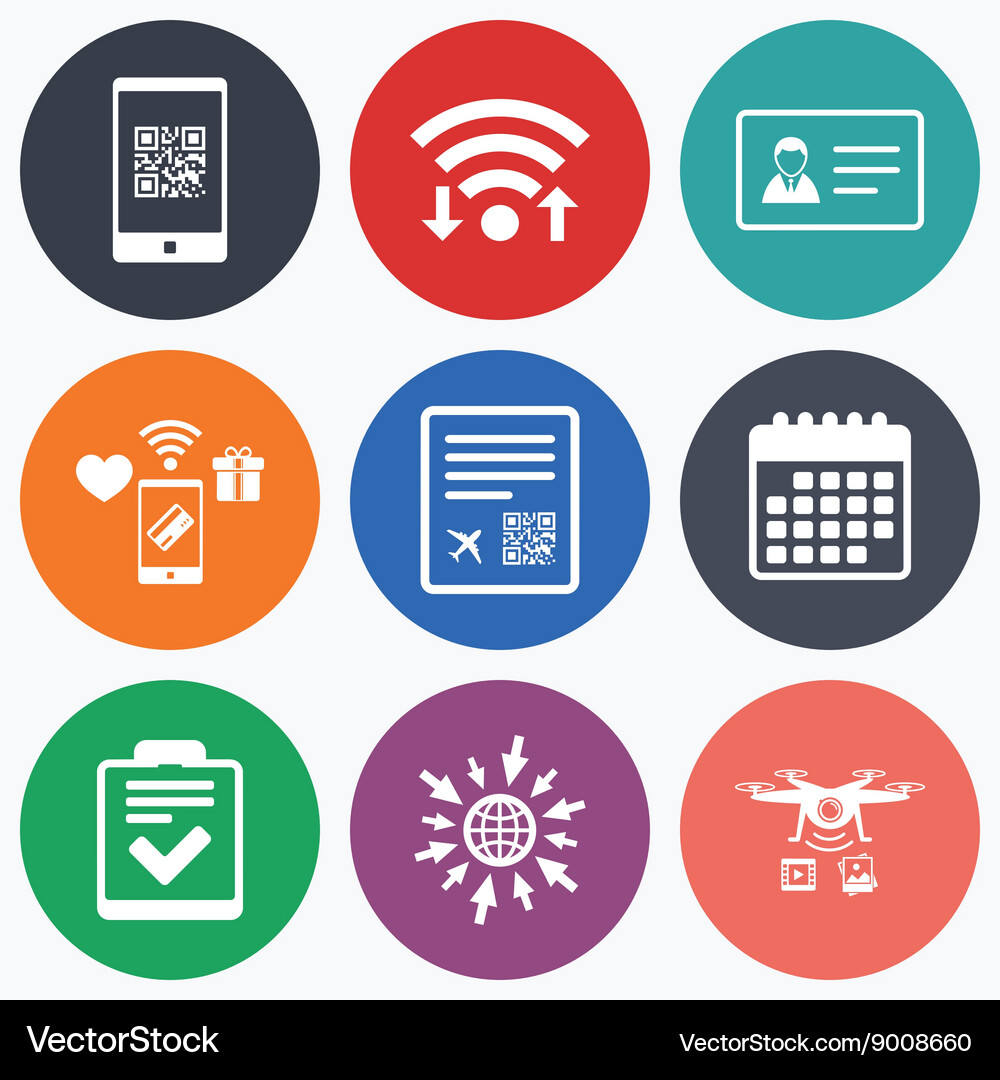 Qr scan code icon boarding pass flight sign Vector Image