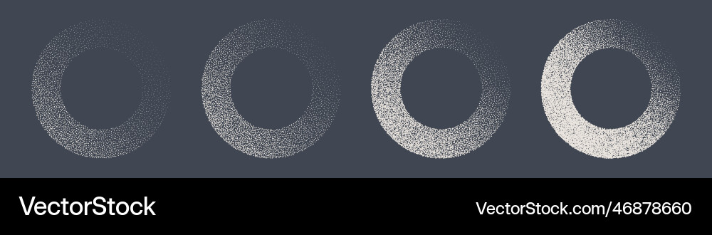 Round shaped dotted objects stipple elements Round shaped dotted objects stipple elements Vector Image