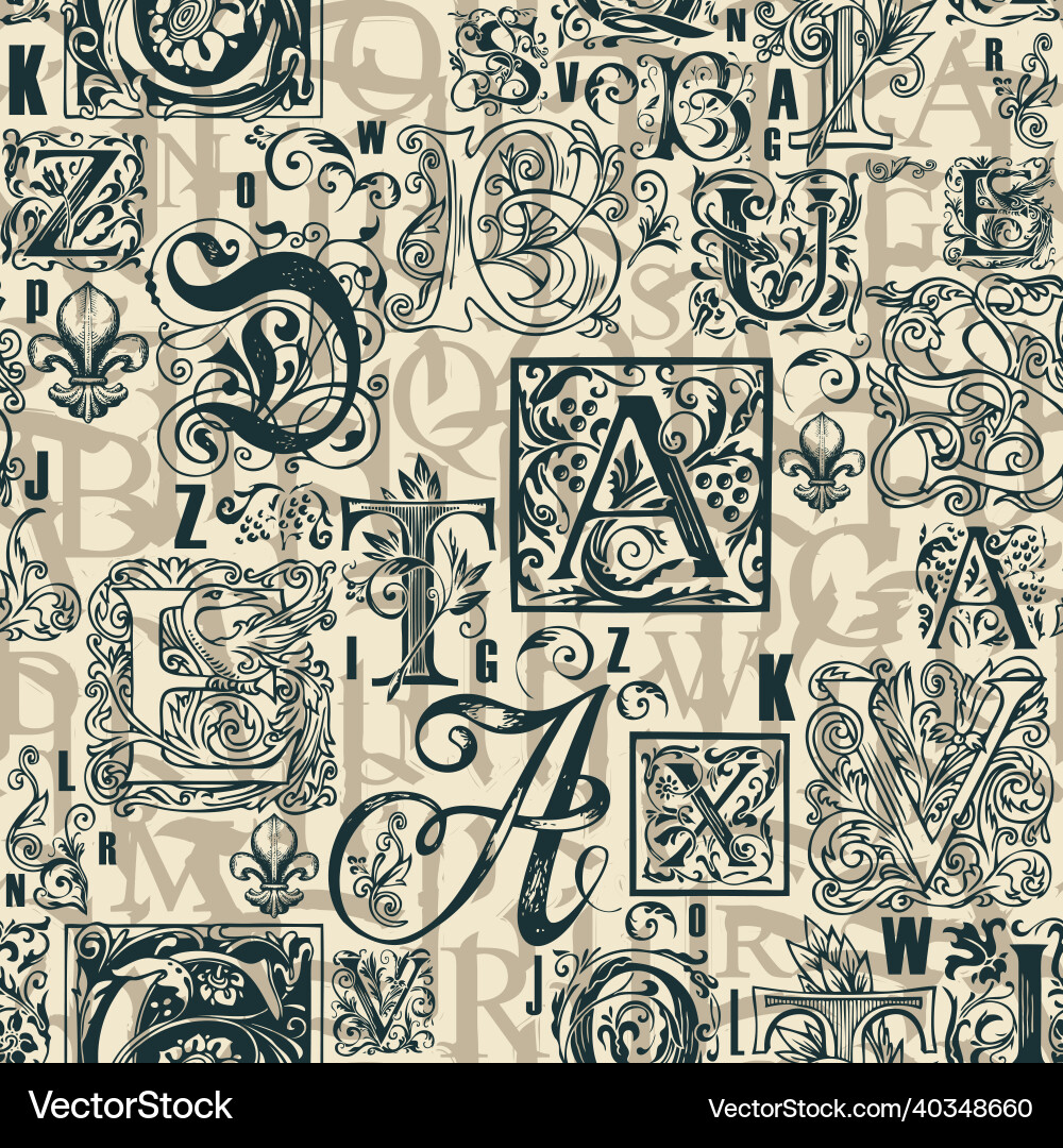 Seamless pattern with capital and initial letters Seamless pattern with capital and initial letters vector image