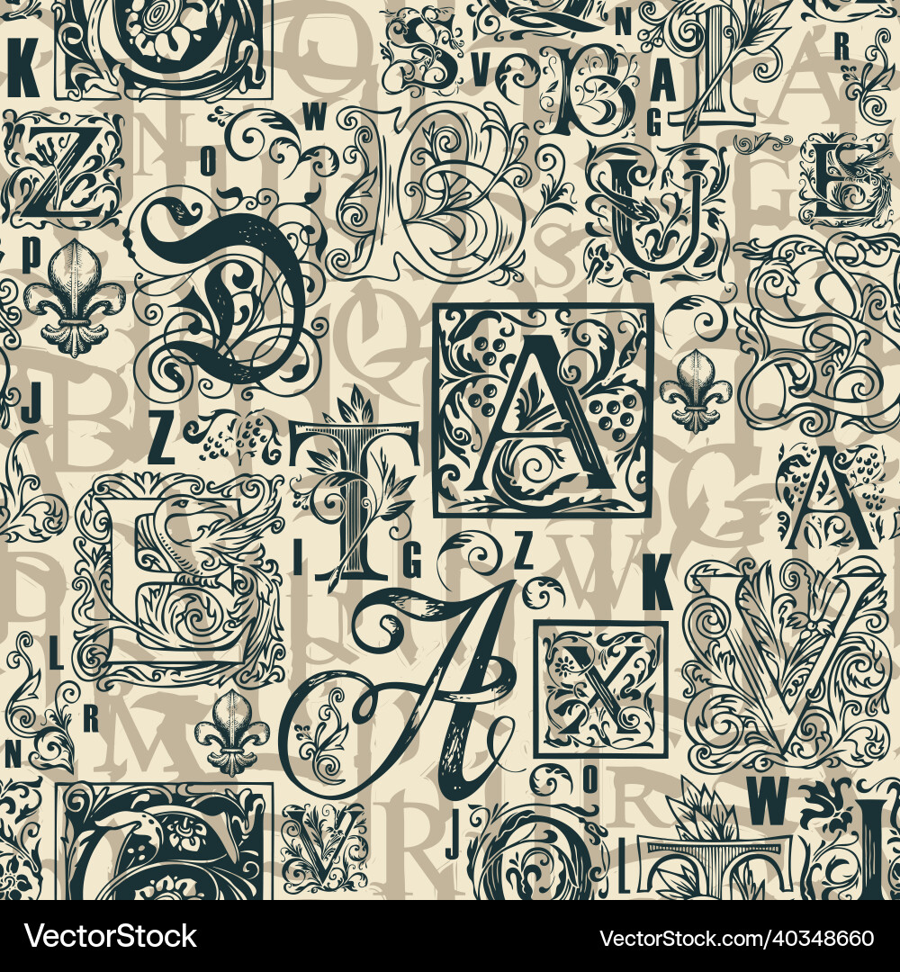 Seamless pattern with capital and initial letters vector image