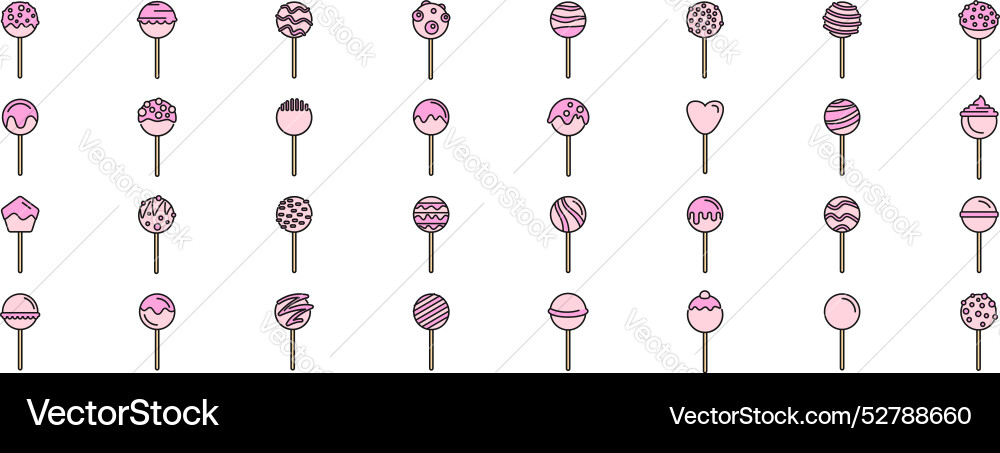 Set of different cake pops icons showing various Vector Image