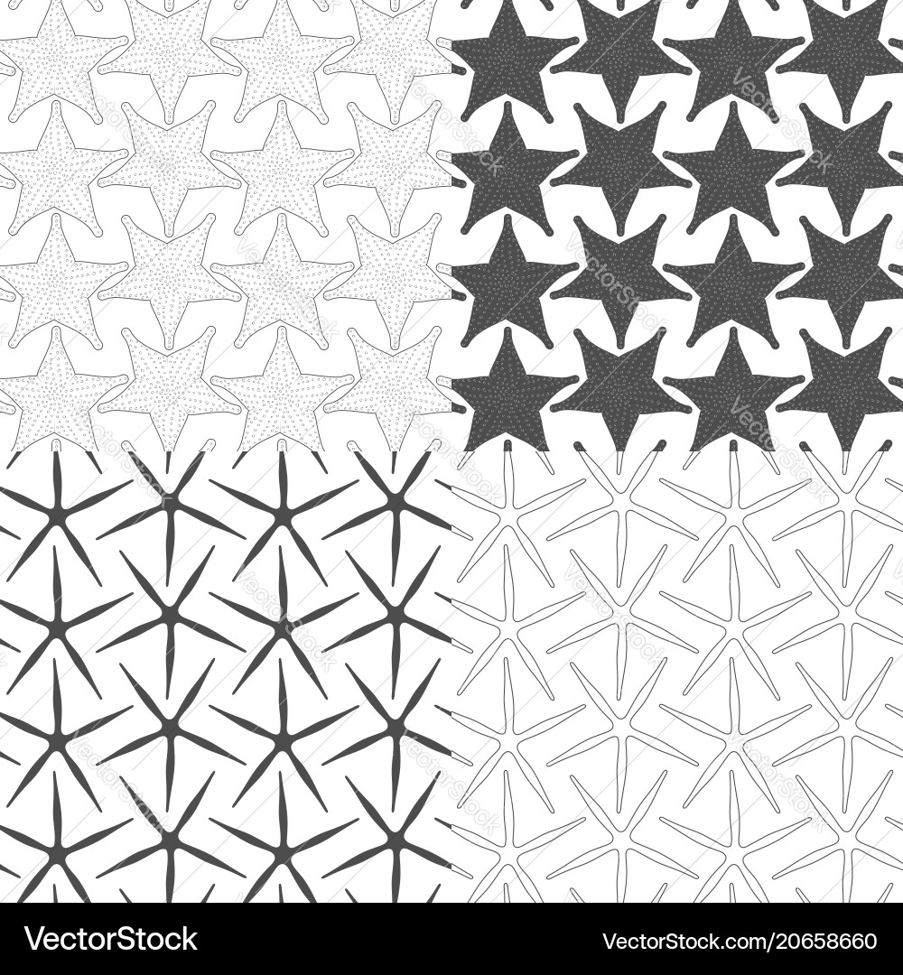 Set of seamless patterns with starfish vector image