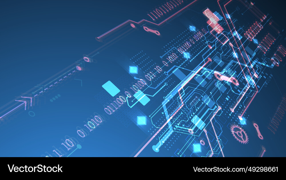 Abstract circuit board on gradient color vector image