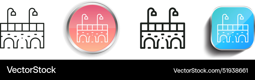 Bridge icon thin linear regular and button style Vector Image
