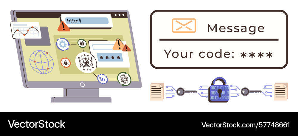 Cybersecurity concepts authentication password vector image