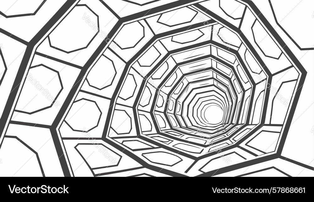 Dynamic abstract tunnel with converging lines Vector Image