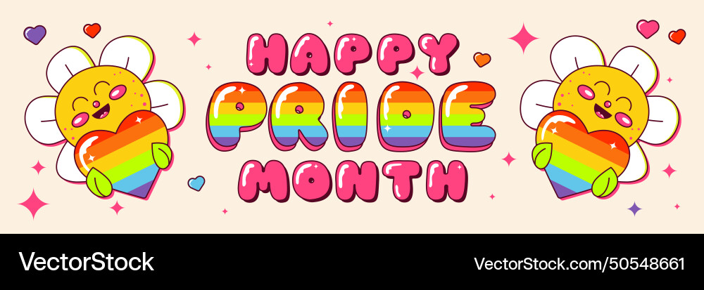 Lgbtq pride month banner design with flag vector image