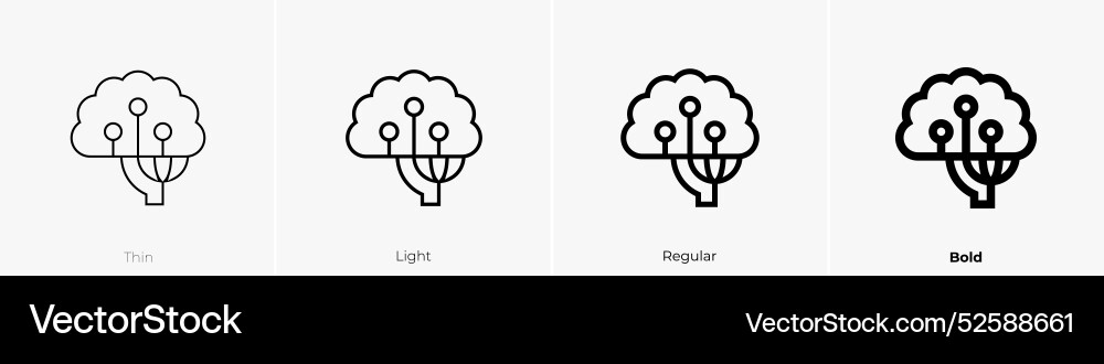 Machine learning icon thin light regular and bold Machine learning icon thin light regular and bold vector image