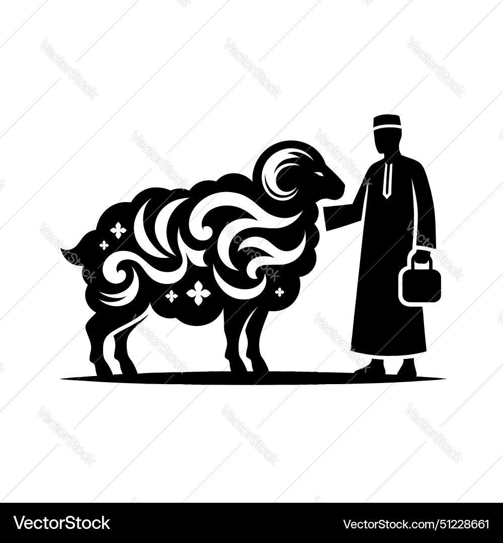 Man with camel for eid ul adha Vector Image
