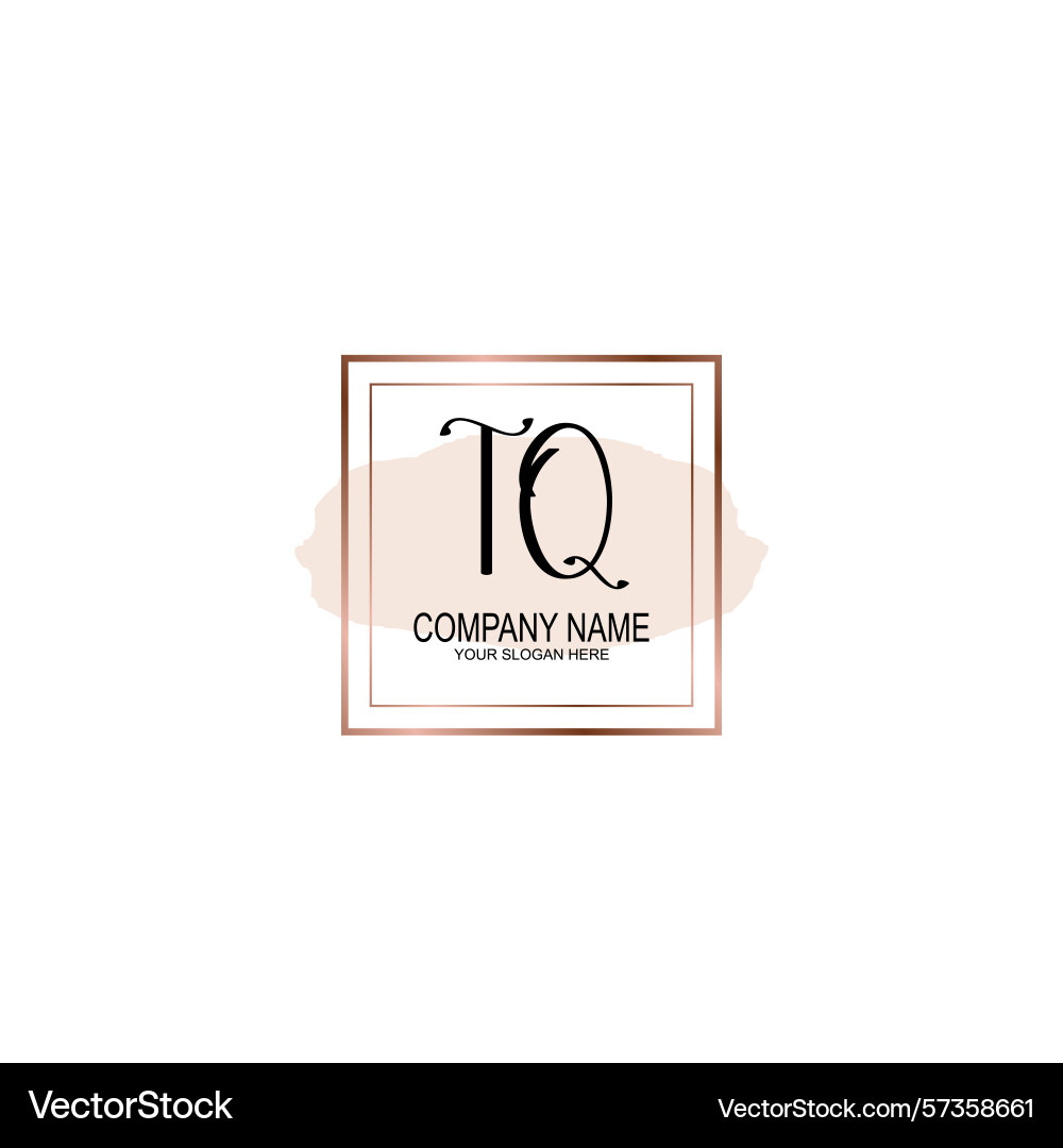 Minimalist handwritten tq initial logos with soft Vector Image