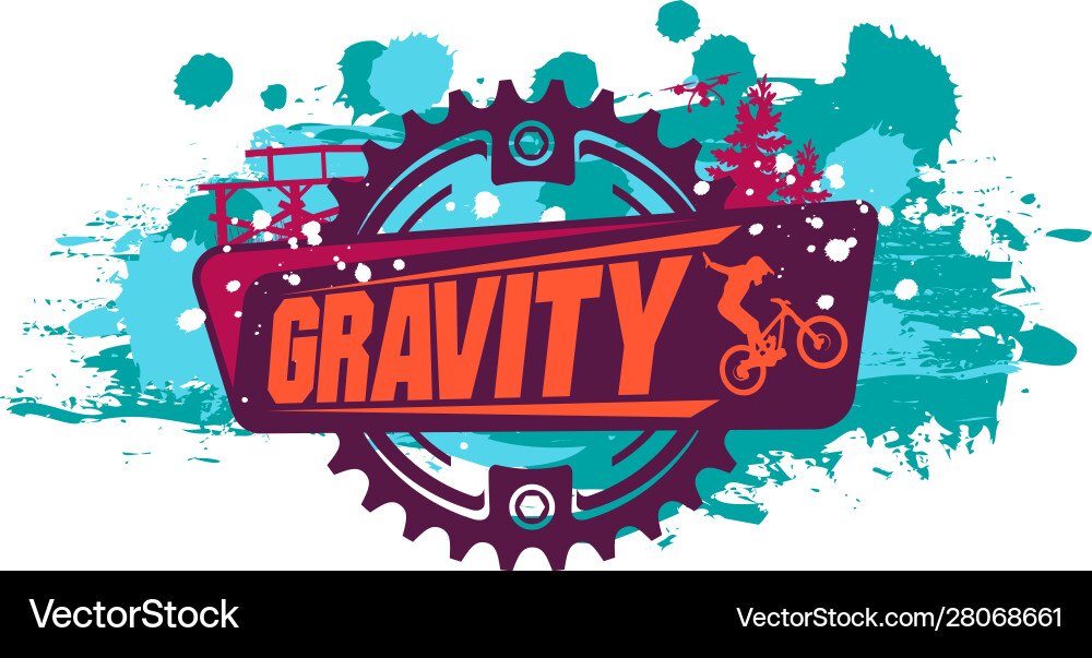 Mountain Bike Gravity - Grunge Style Vector Image