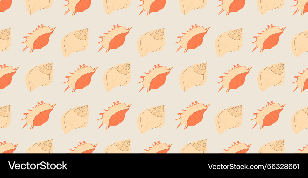 Sea shells fossils and mollusks seamless pattern Sea shells fossils and mollusks seamless pattern Vector Image