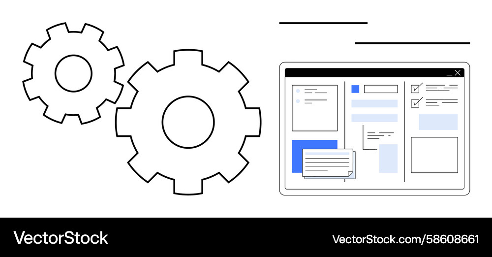 Workflow automation concept with gears and digital Workflow automation concept with gears and digital Vector Image