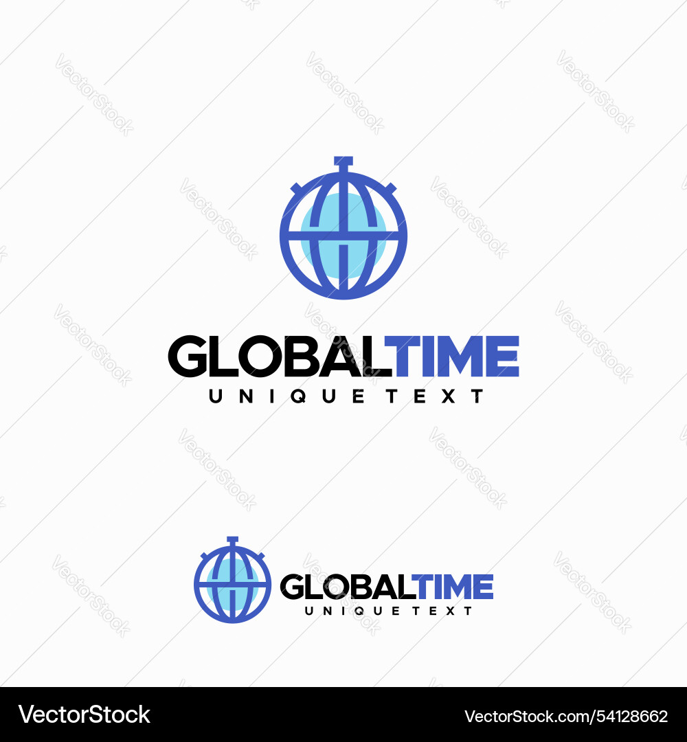 Global time logo design world and timer Global time logo design world and timer vector image