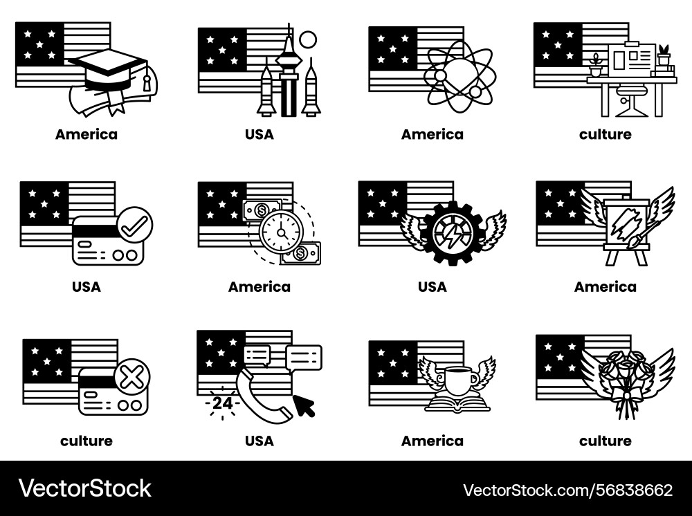 Image is a collection of twelve different flags Image is a collection of twelve different flags Vector Image