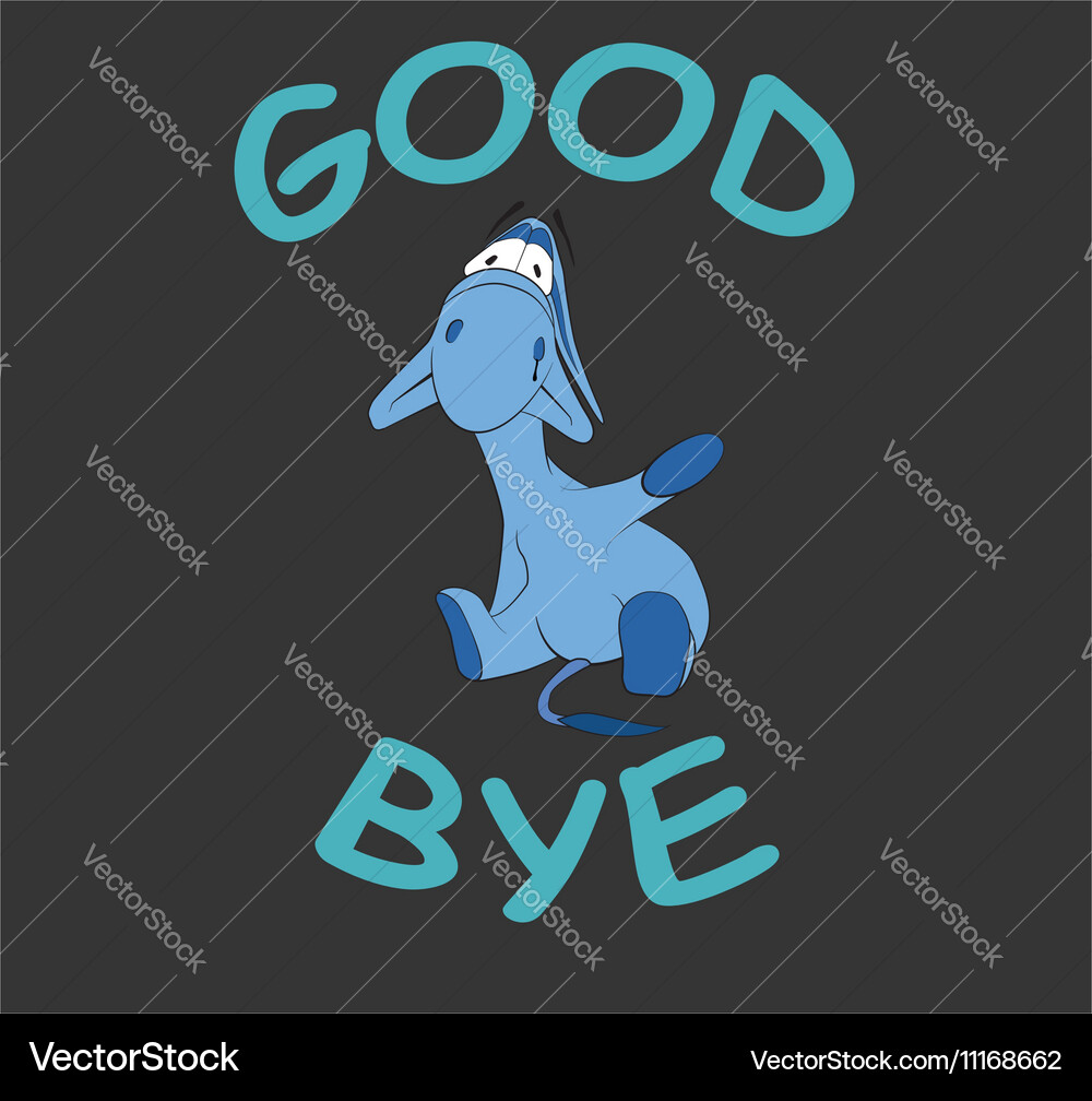 Sad donkey waving hand with goodbye text – Royalty-Free Vector | VectorStock, image size:1000x1008