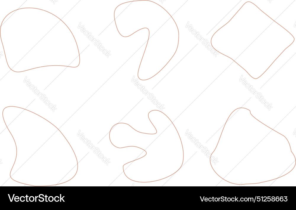 Abstract fluid linear shape set black Vector Image