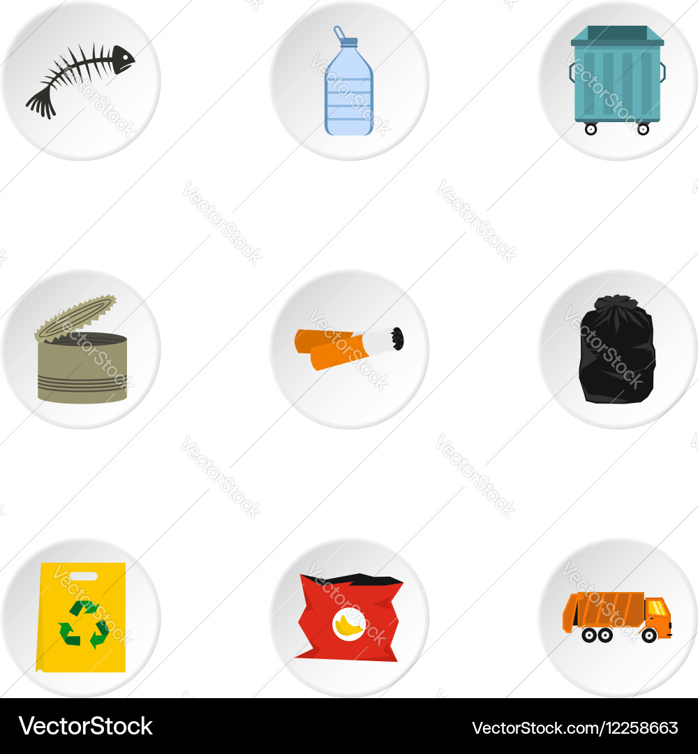 Garbage icons set flat style Vector Image