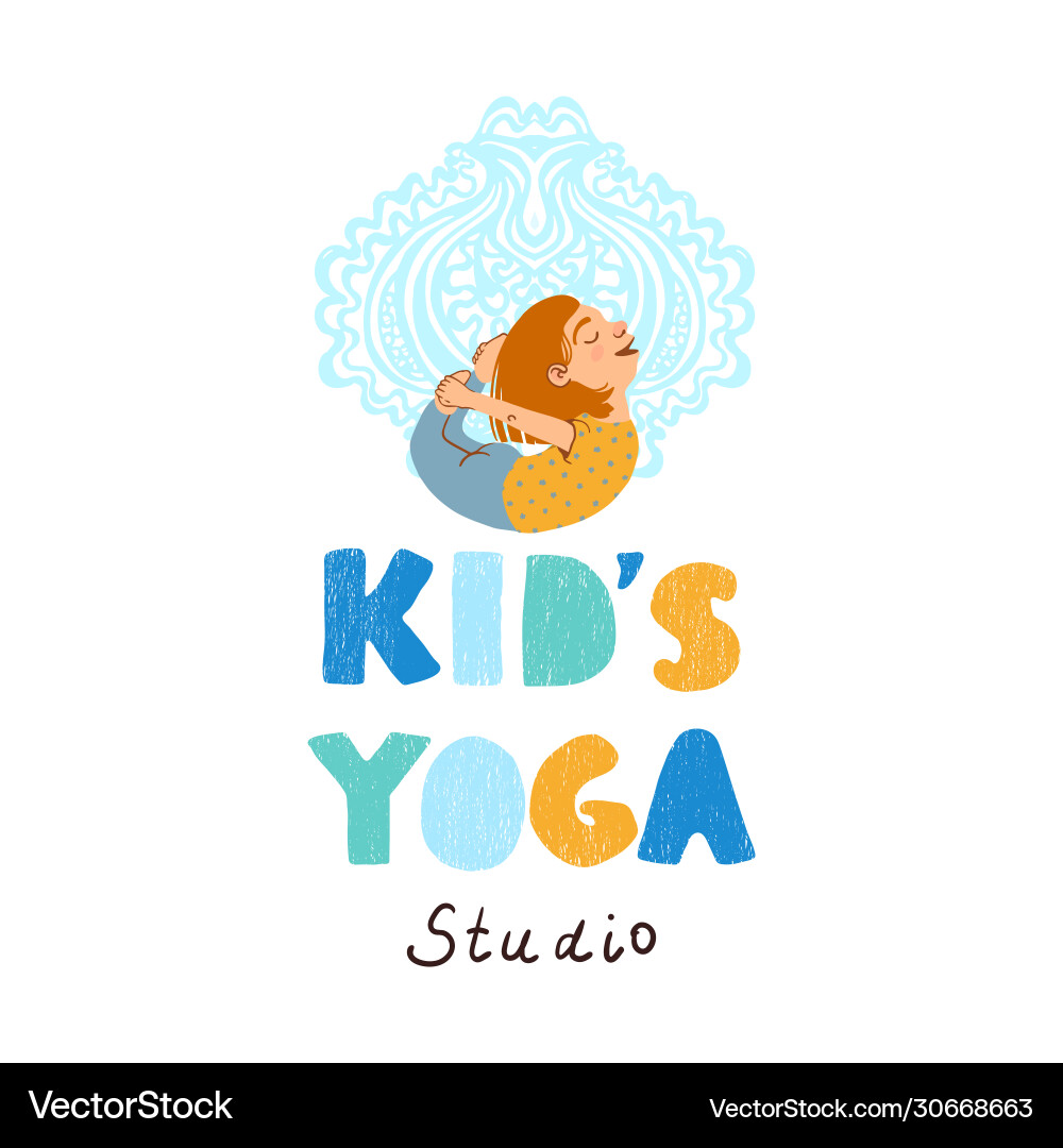 Kids yoga studio logo vector image